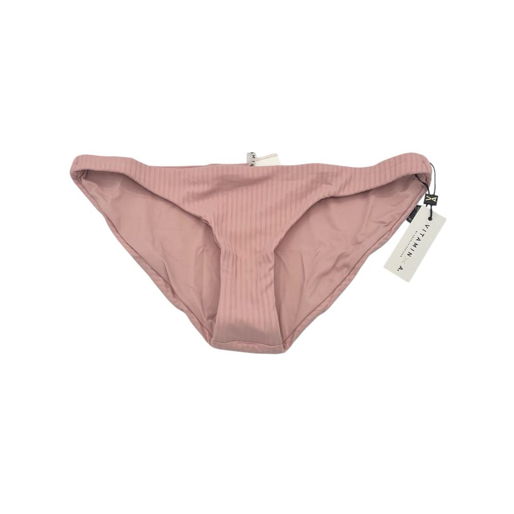 Vitamin A Luciana Reversible Bikini Bottom Ballet Pink Ribbed Swim Small NWT